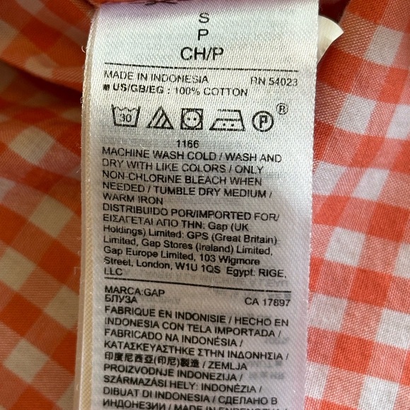 GAP | Gingham 100% Cotton Boatneck Blouse with Ruched/Drawstring Wide Sleeves - Picture 6 of 6